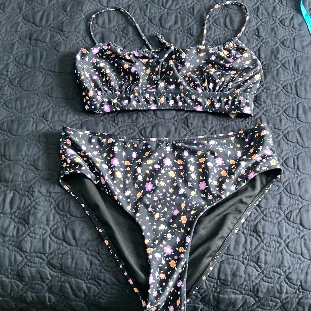 Floral Black Bikini Set